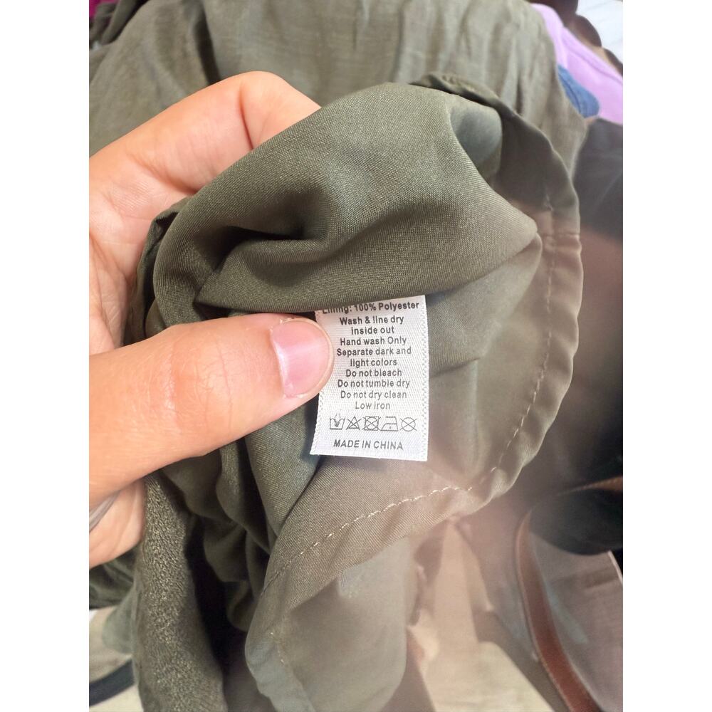 Joyfolie Women's Gia Maxi Dress Olive Green Boho Ruffle Prairie Size Large - Picture 5 of 6